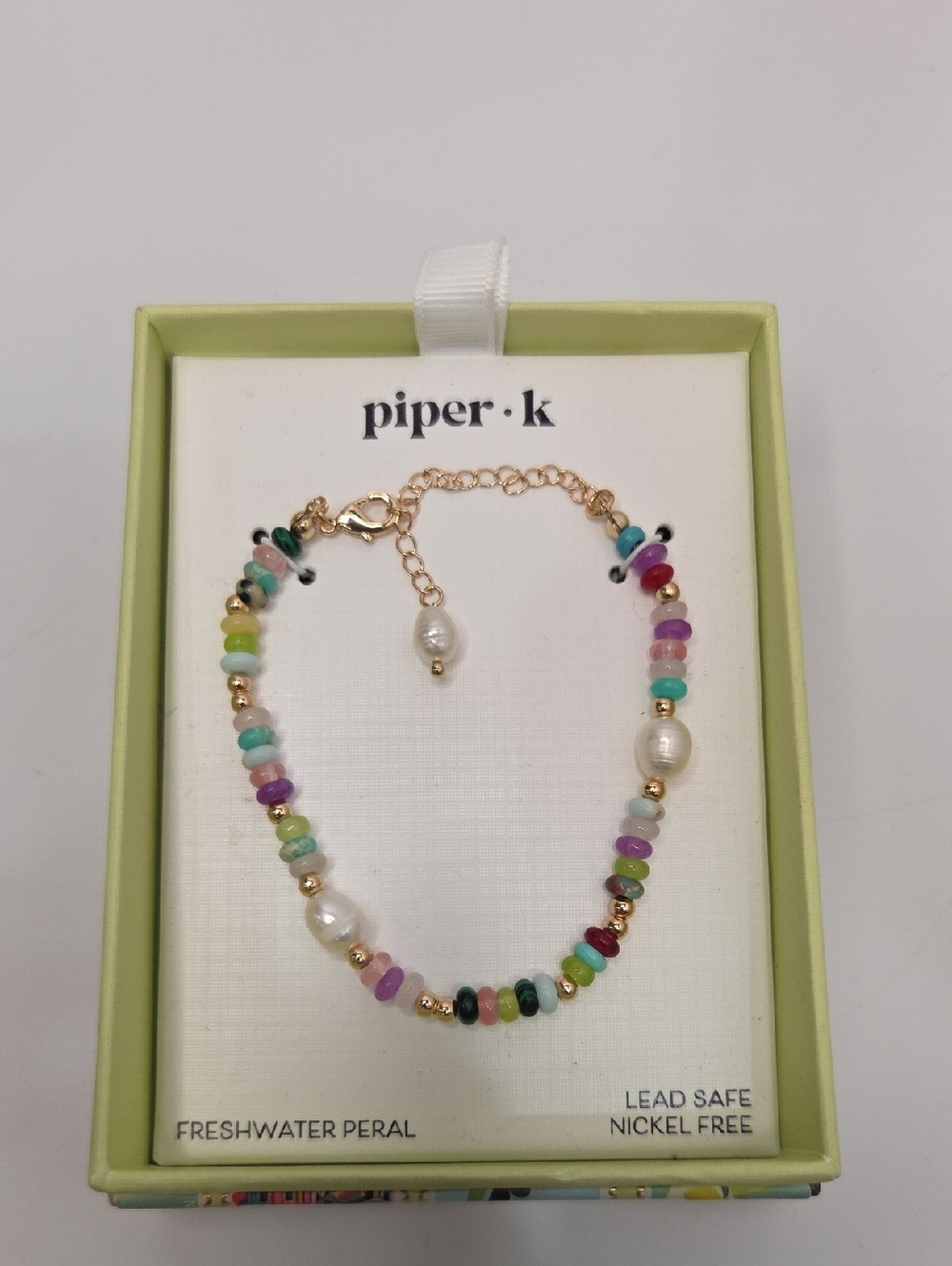 💕▪️Piper K ▪️Multicolor Beaded Freshwater Pearl Bracelet with Gold Accents